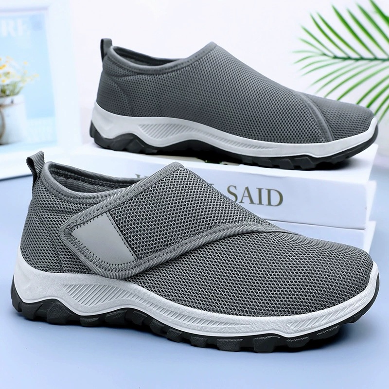 Zapatos de hombre de otoño zapatos casuales transpirables de malla de hombre zapatos de paso único un velcro pares zapatos de papá