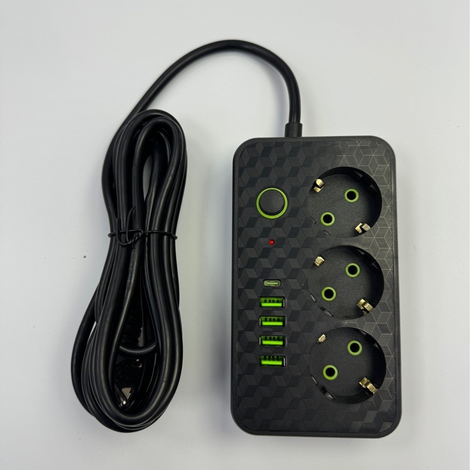 外贸工厂直销延长线网络电源插座欧规欧式插孔排插带USB typeC