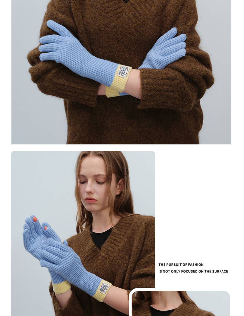 Accessoires de vêtements style collège automne et hiver nouvelle arrivée doigt écran tactile mignon hiver chaud laine tricoté gants pour femmes mode_voghion.com