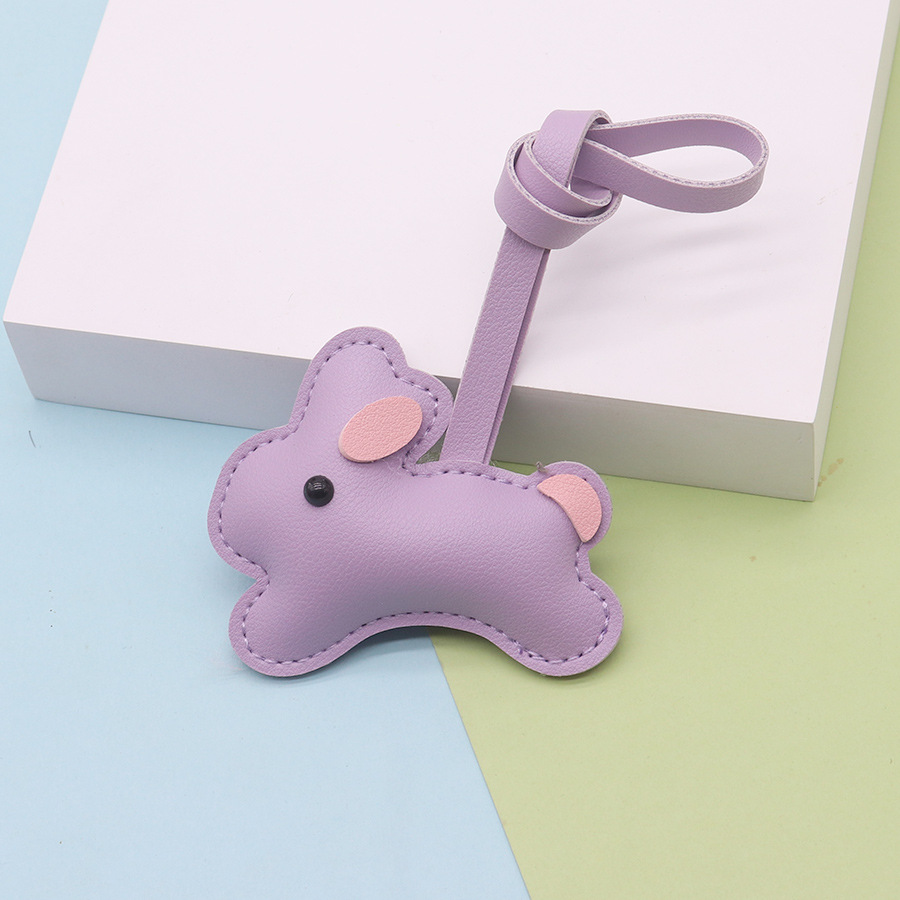 Conejo morado pequeño (modelo de cuerda de cuero)