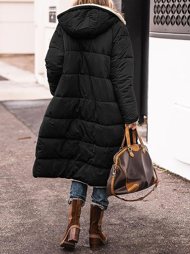 manteau populaire allongé doublé polaire extra épais manteau double face pour femme manteau d'hiver en coton rembourré populaire européen et américain_voghion.com