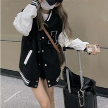 学生美式复古棒球服外套女2023新款学院风早夏字母宽松夹克上衣装