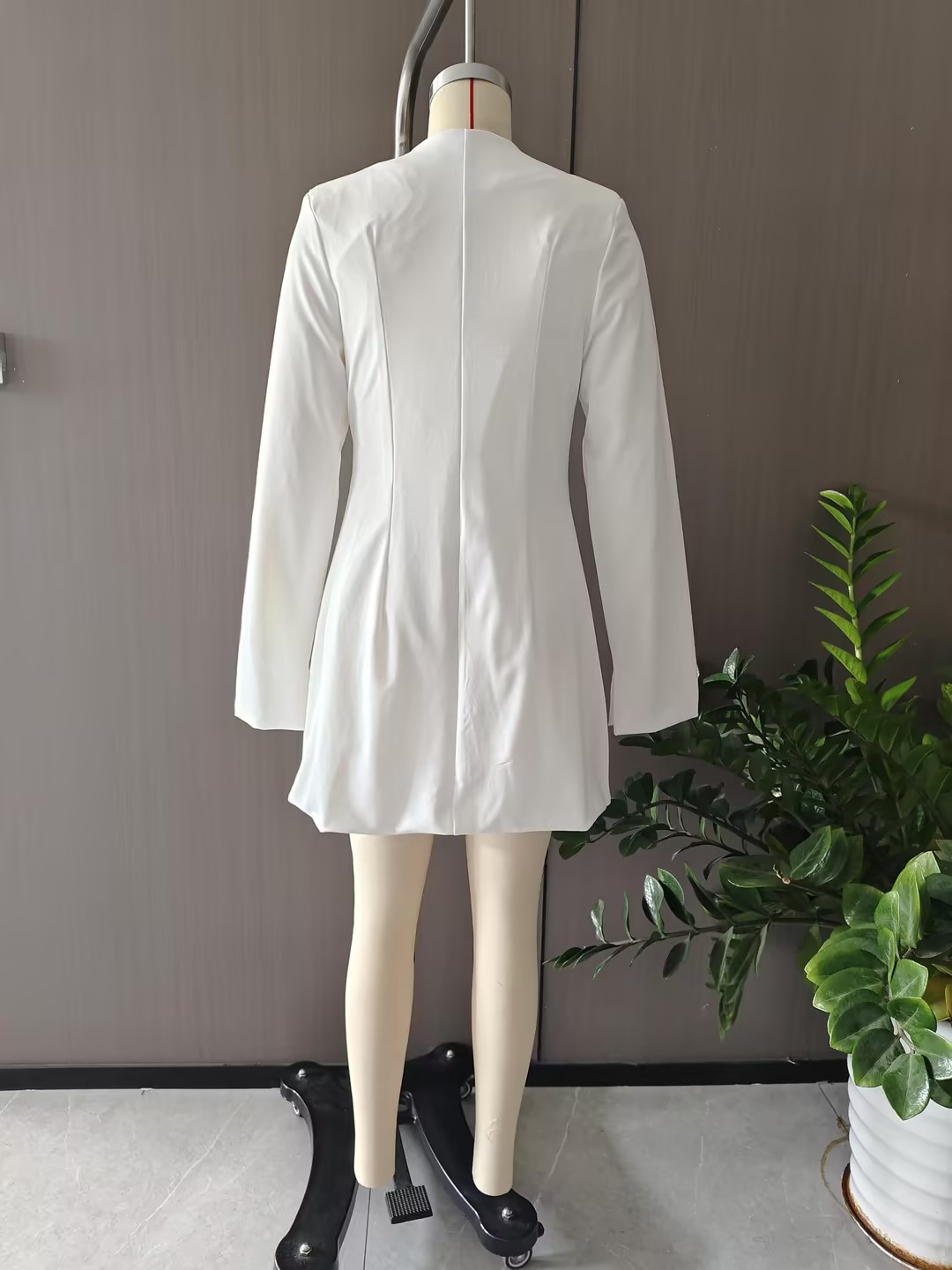 2026 Spring New Cross-Border European And American Fashion Commuting Solid Color Stand Collar Button Long Sleeve Slim_ecoleips.com
