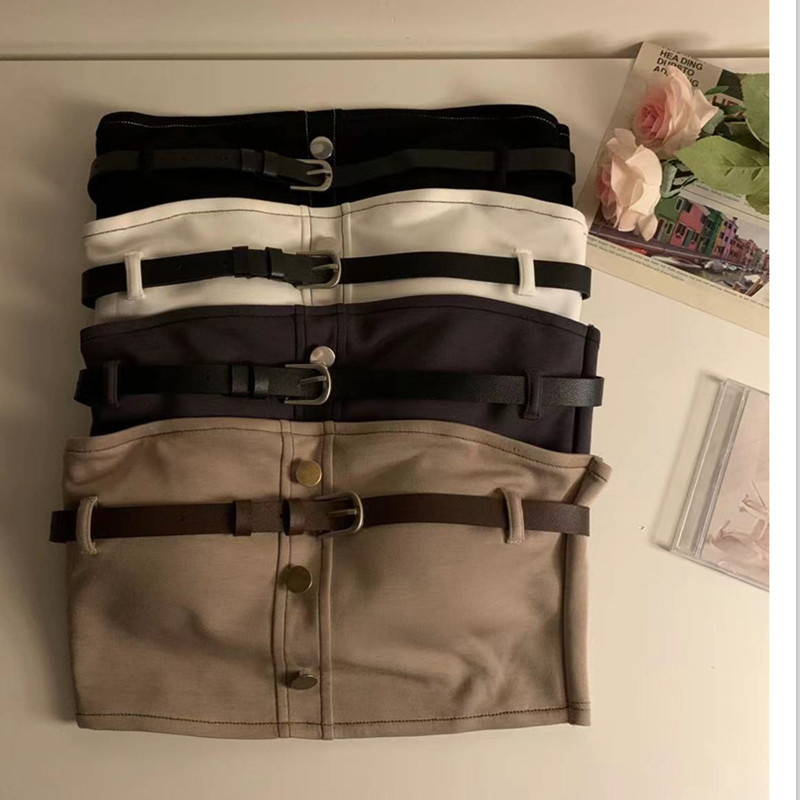新款工装风辣妹短款抹胸腰带无缝撞色元素设计内搭打底背心女批发