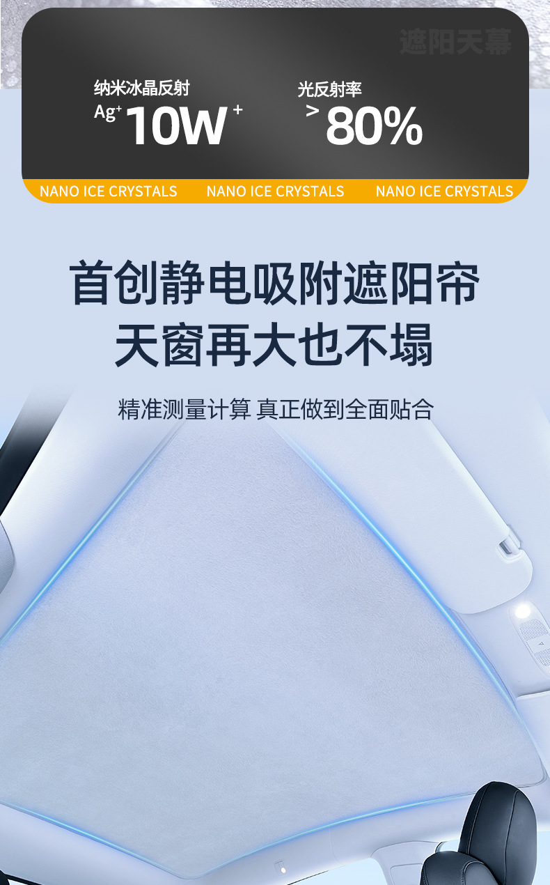 Suitable for Xpeng P7/P7+/Mo3 Suede Electrostatic Adsorption Sunshade Curtain Car Sunroof Sunshade