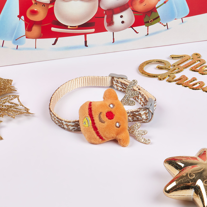 Nuevo collar de mascotas Teddy Bear pequeña cuerda de tracción de perros collar de Navidad collar de gatos fabricantes al por mayor