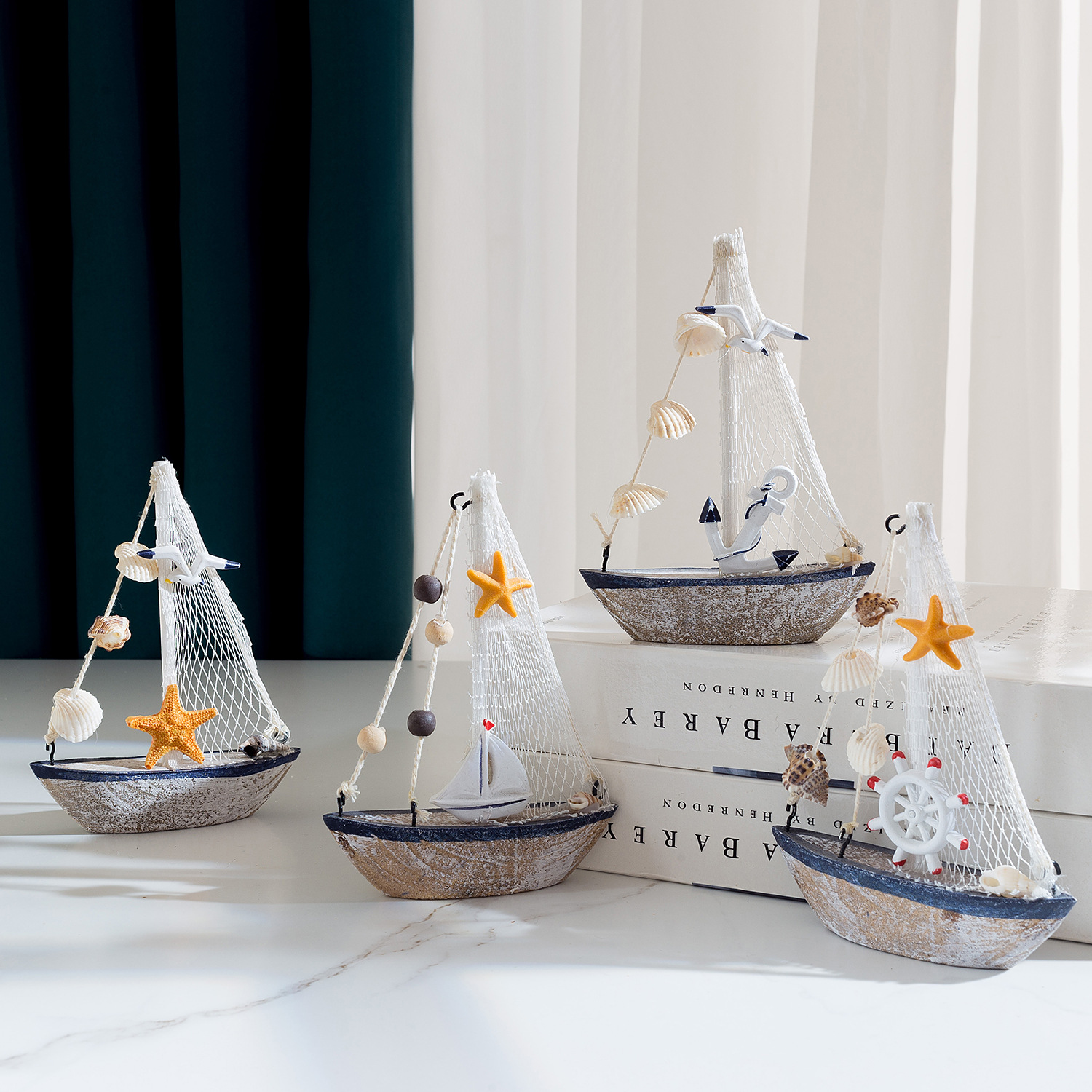 地中海仿古迷你小帆船一帆风顺家居摆件装饰帆船模型纪念礼品小船