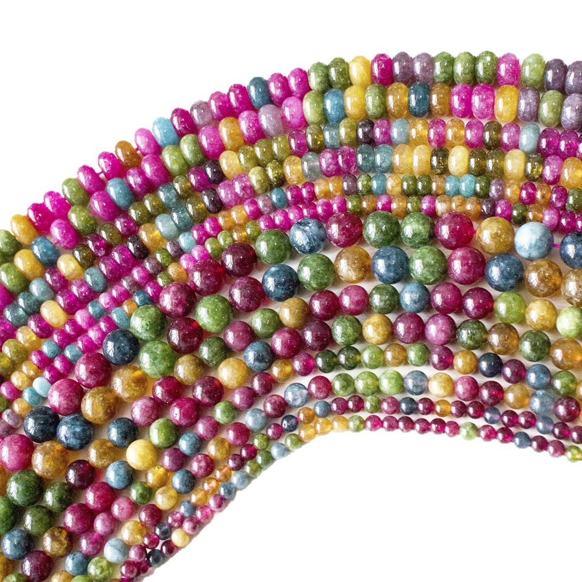 Cuentas redondas de calcedonia de alta calidad de turmalina de imitación, cuentas sueltas, cuentas de ábaco, cuentas sueltas de turmalina, productos semiacabados, accesorios de joyería de bricolaje al por mayor