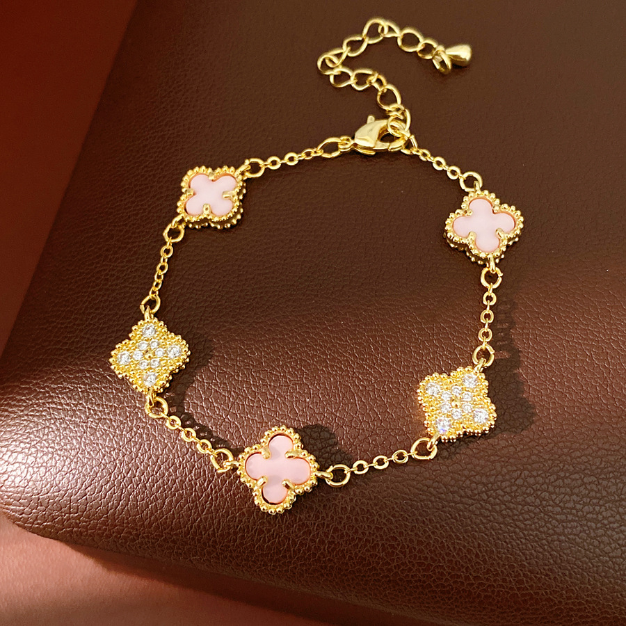 Medieval vintage zircon floreciente pulsera de hierba lujosa pulsera de nicho alta sensación de personalidad retro pulsera