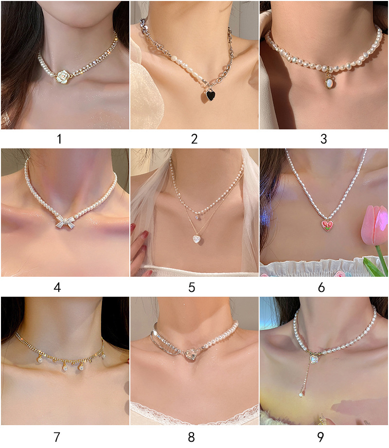 1 Piece Fashion Heart Shape Flower Imitation Pearl Plating Women's Necklace display picture 1