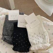 波点泡泡口花边袜子女中筒棉袜洛丽塔日系JK可爱少女配皮鞋堆堆袜