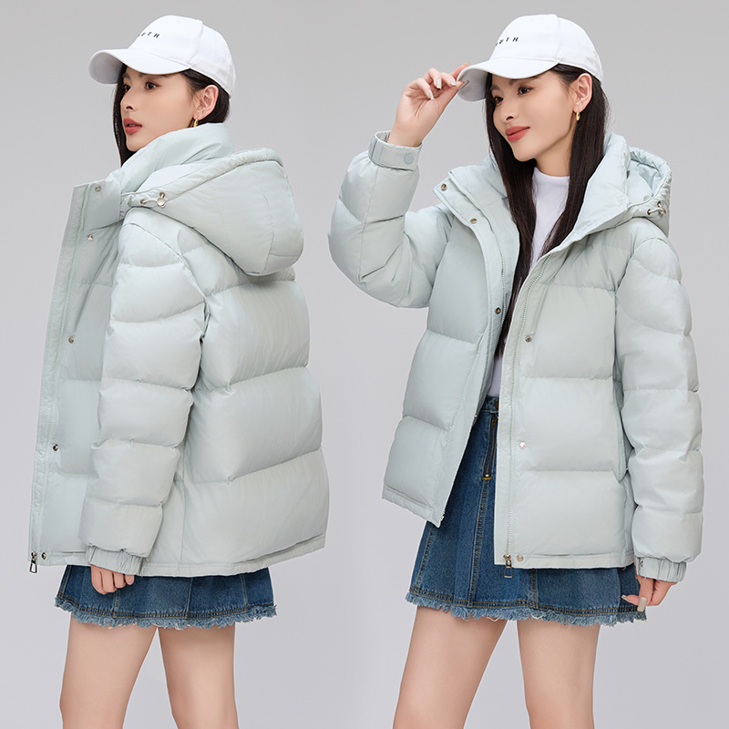 品牌羽绒服女短款立领韩版活帽韩版宽松保暖羽绒闺蜜款学院风羽绒