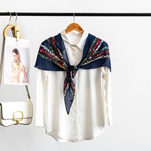 新款印花条纹三角巾女170*50cm时尚菱形巾百搭配饰绑发长条三角巾