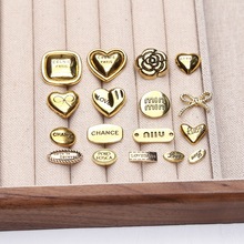 法式复古英文字母金色爱心金属合金饰品配件手工diy发夹发饰材料