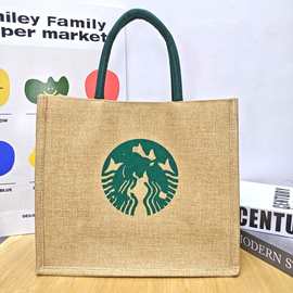 星星克印花亚麻布手提袋学生饭盒袋便当手提补课包购物袋麻布女