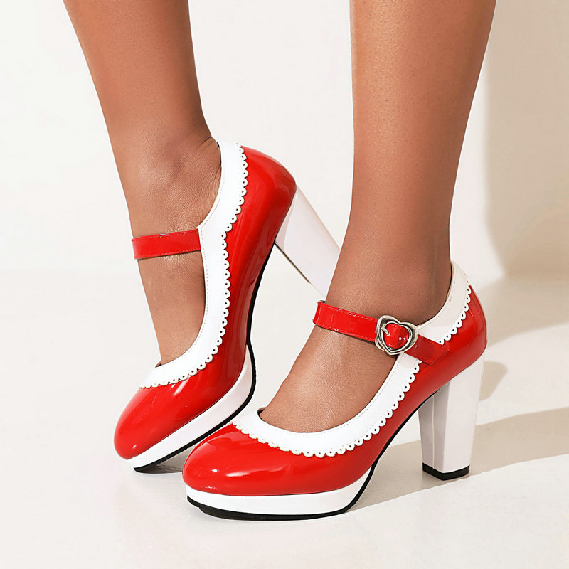 2022 Spring New Japanese Style Burned Flower Hollow Lace High Heels Round Head Block Heel Shoes Lolita Women's Shoes Single-layer Shoes