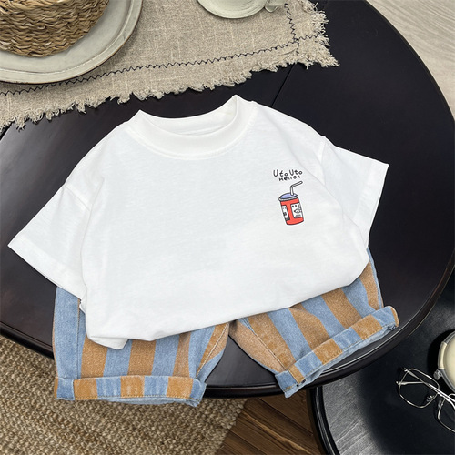 韩国童装男童短袖T恤儿童夏季薄款纯棉卡通上衣宝宝洋气潮牌印花T