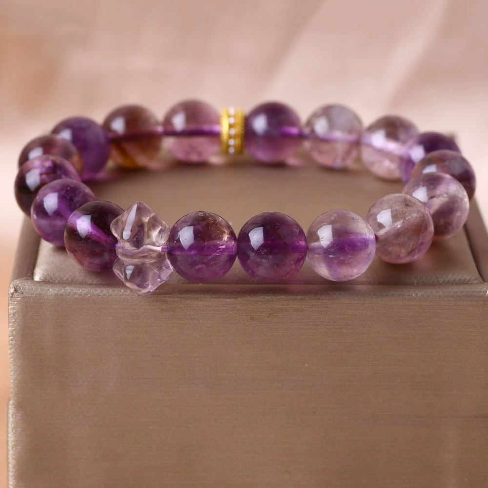 2025 новый дизайн фиолетовый браслет из асаи 10 мм круглые бусины аметистовый браслет для мира, здоровья и успеха в карьере
