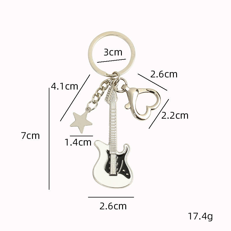 Transfronterizo exclusivo para Y2K chicas guitarra colgante dulce fresco milenario viento estrella colgante creativo instrumento llavero