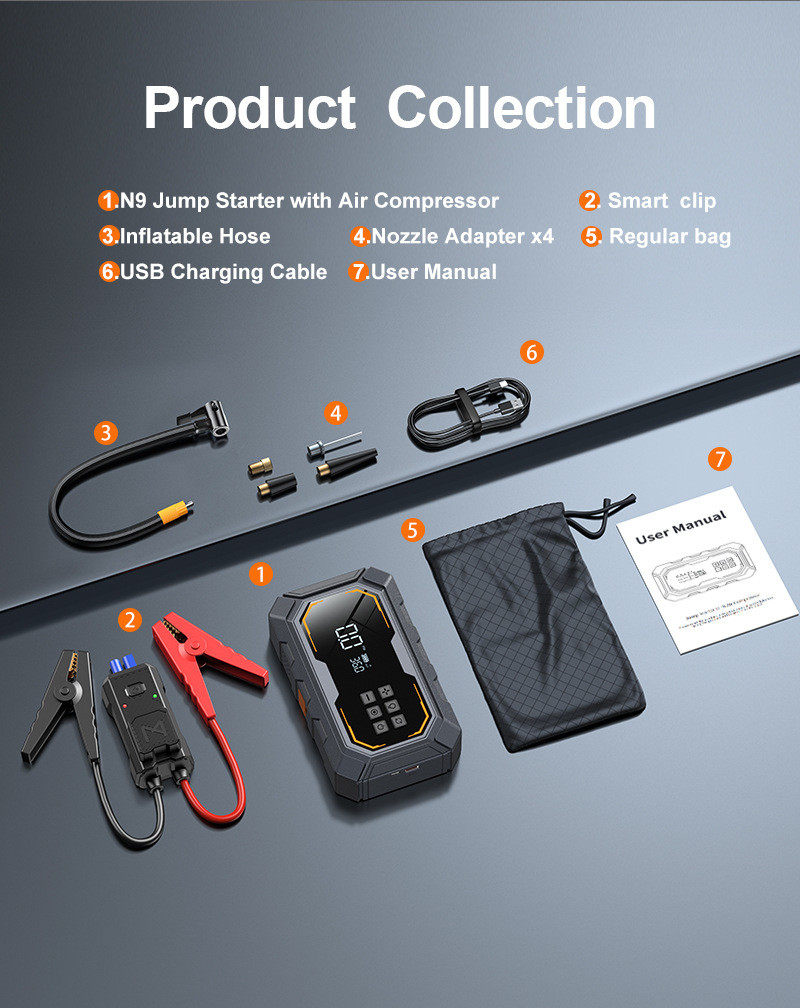 N9 Cross-Border Specializes in Emergency Starting Power Supply, Car Air Pump, Portable Wireless Air Pump, Jump Starter