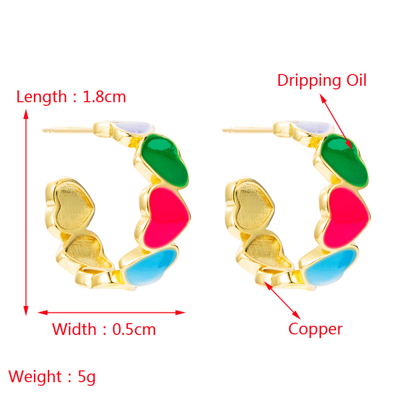 Wholesale Jewelry Gold-plated Copper Heart-shaped C-shaped Earrings Nihaojewelry display picture 1