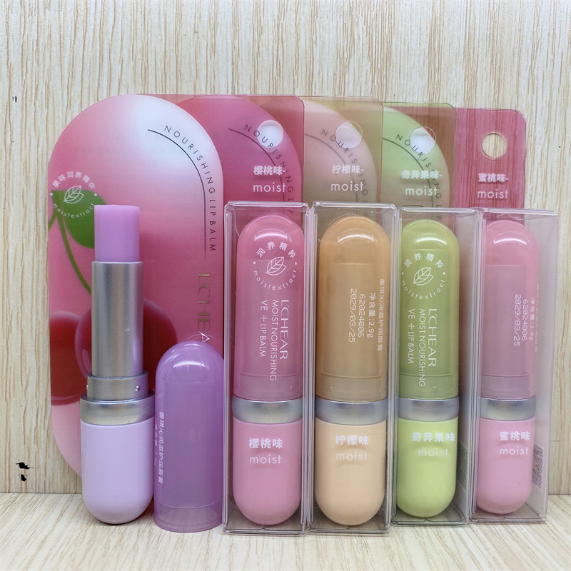 Bálsamo labial incoloro Lei Qi, hidratante, diseño de dibujos animados