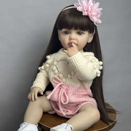 55厘米全身搪胶重生娃娃可爱仿真女娃唱歌讲故事换装洋娃娃礼物