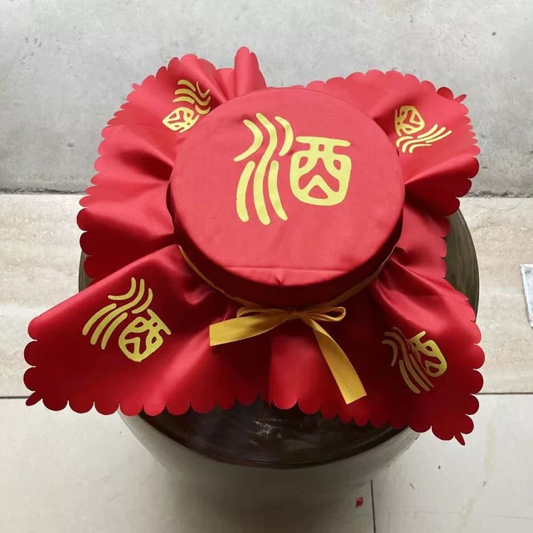 酒坛缝密红色盖布密封收纳束口