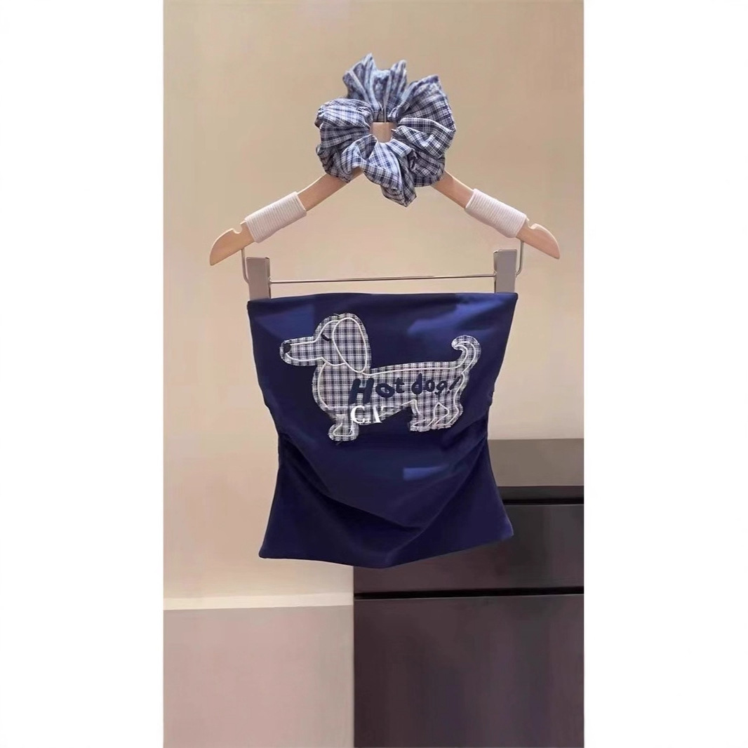 2025 New Summer Style Internet Celebrity Tube Top Design Pleated Puppy Waist Irregular Vest Top for Women