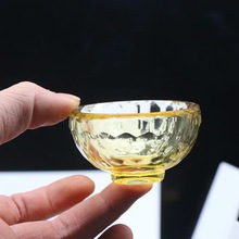 廠家七色水晶茶杯耐熱透明純色玻璃七彩碗套裝供水杯供佛杯碗碗