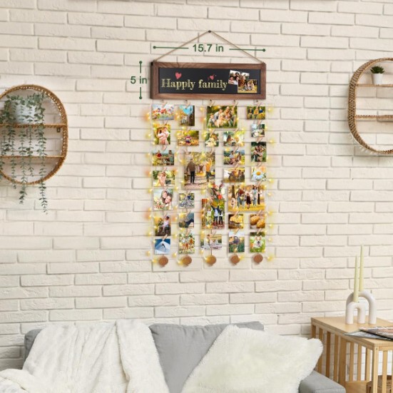 Wooden Rustic Style Photo Frame Collage Photo Hanging Display Board for Wall Decor and Dorm Room Decor Wooden Rustic Style Photo Frame Collage Photo Hanging Display Board for Wall Decor and Dorm Room Decor