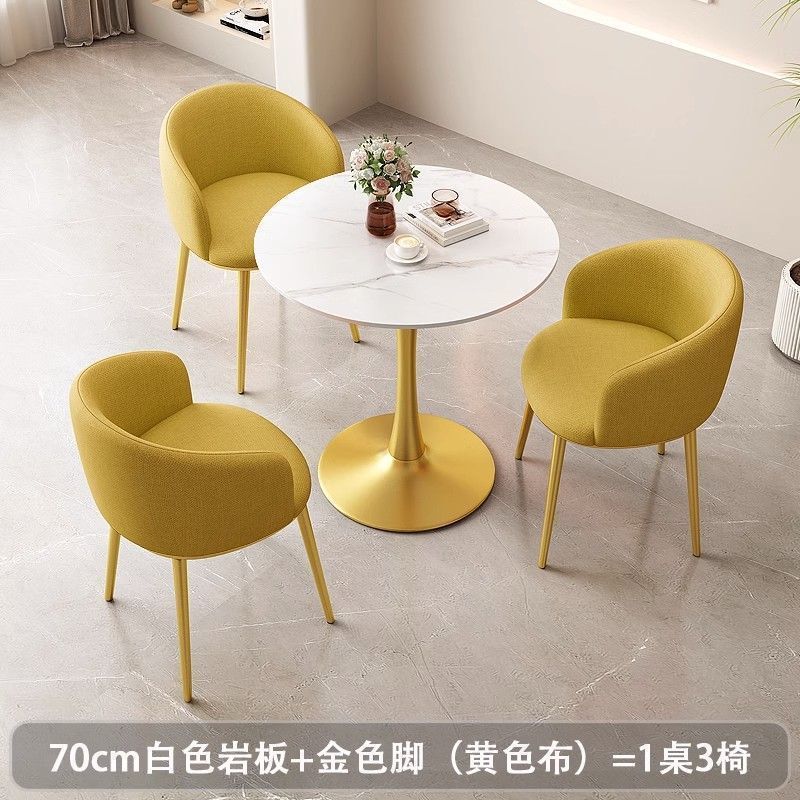 岩板小圆桌家用阳台简约轻奢酒店茶几椅子组合办公接待洽谈桌茶桌|undefined
