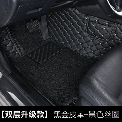 Modelə uyğun ayaqaltı – Magotan, and Tiguan - double-layer-upgrade-versionblack-gold-leather-black-silk-loop