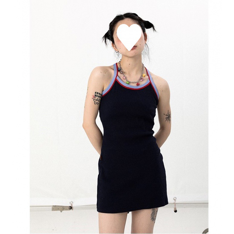 Ach打底裙子黑色夏季come外穿dress-秋季吊带背心针织连衣裙