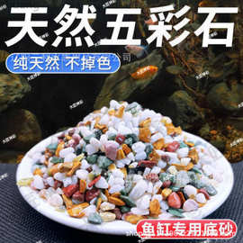 天然雨花石原石鱼缸底砂火山石造景小石头装饰彩色石子五花石龟缸