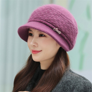 Women's autumn and winter New knitted beret for middle-aged and elderly versatile fashion warm hat casual thickened mom hat