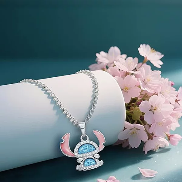 Amazon Cross-Border Best-Selling Cartoon Cute Stitch Micro-Encrusted Oil Dripping Women's Clavicle Necklace