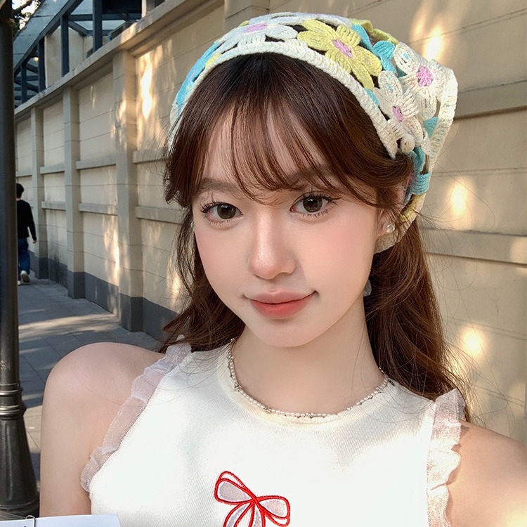 Dopamina transfronteriza Daisy toallas triangulares de punto caliente viaje dulce encantador pañuelo de estilo mujer