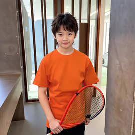 儿童短袖圆领t恤纯棉舒适透气大通中小学生宽松白色蓝色打底衫