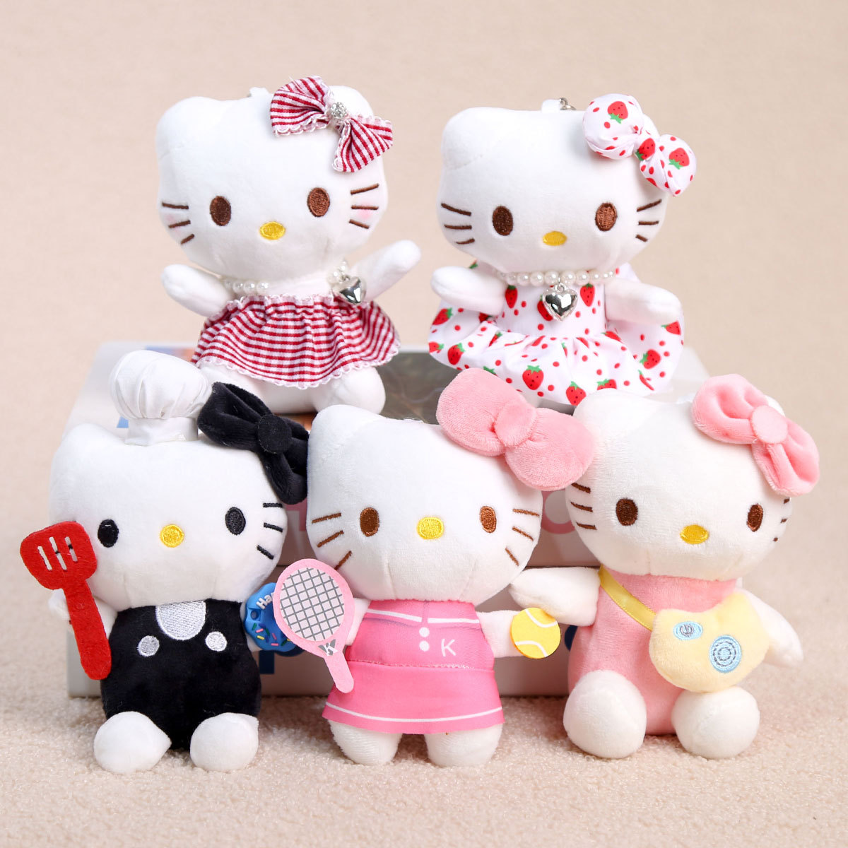 黑皮哈喽kt猫挂件长腿凯蒂猫小毛绒玩偶送生日礼物书包挂饰娃娃