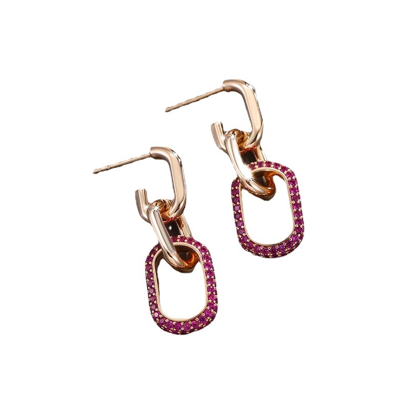 Xuping joyería simple geométrico oval pendientes luz nicho de lujo retro pendientes de alto grado temperamento pendientes de moda para las mujeres