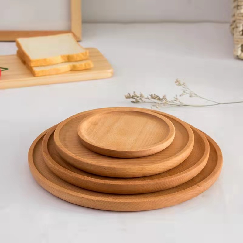 Bandeja ovalada de madera de estilo japonés Haya pequeña placa de madera fresca placa de madera plato de pastel de postre doméstico