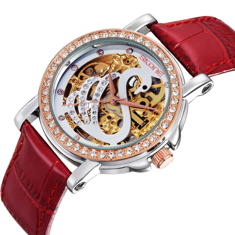Skone High-Looking Swan Diamond Hollow Ladies Mechanical Watch Waterproof Belt Fully Automatic Mechanical Watch Women's Watch