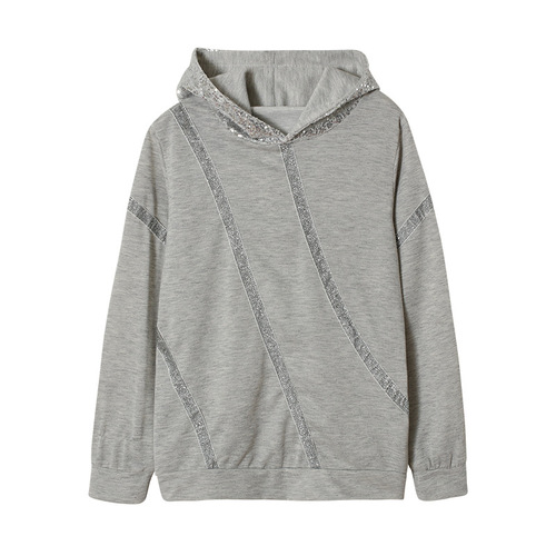 Women's Loose Hooded Sweatshirt with Sequins - Autumn/Winter European and American Style