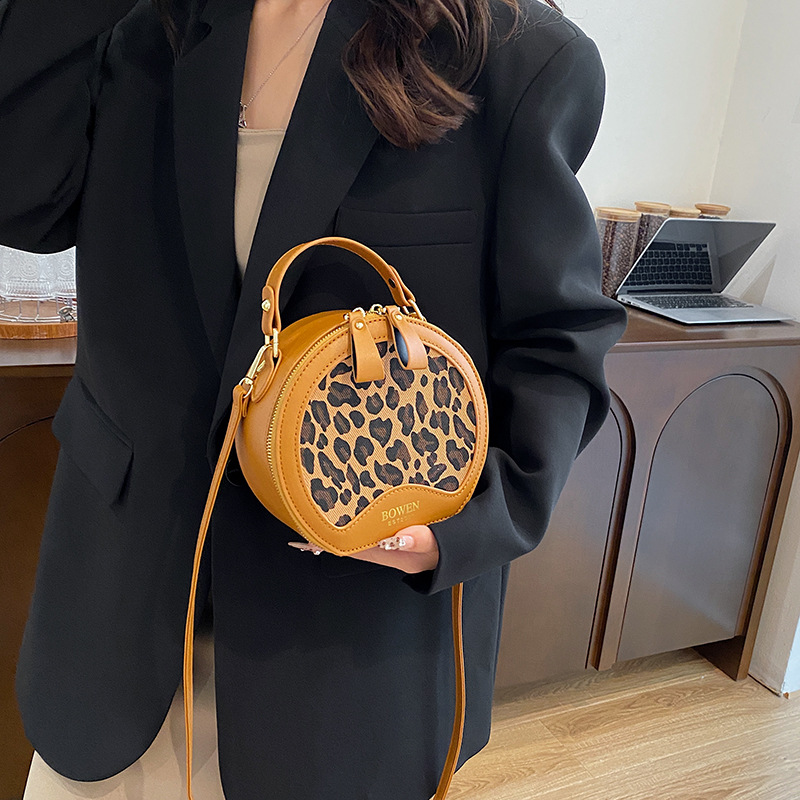 Women's 2024 popular niche fashion plaid crossbody texture handheld small round bag_voghion.com