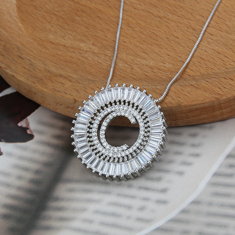 platinum 26 English alphabet inlaid zirconium necklace