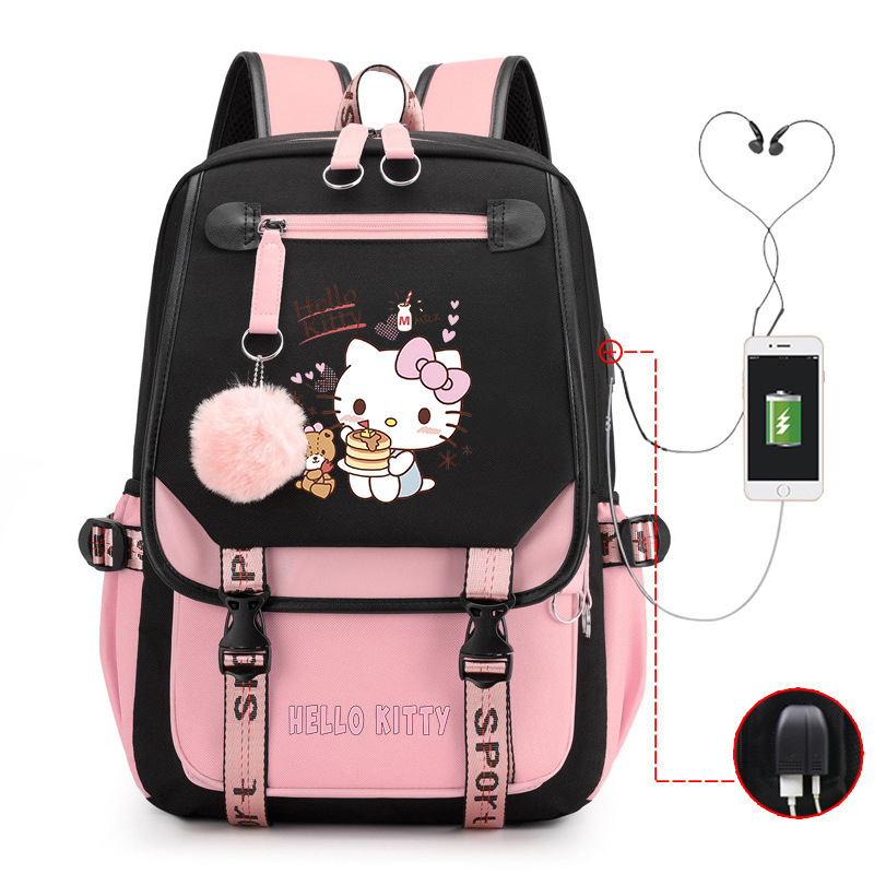 Popular Hello Kitty Student School Bag, Cute Spine-Protecting Waterproof Backpack, Factory Wholesale