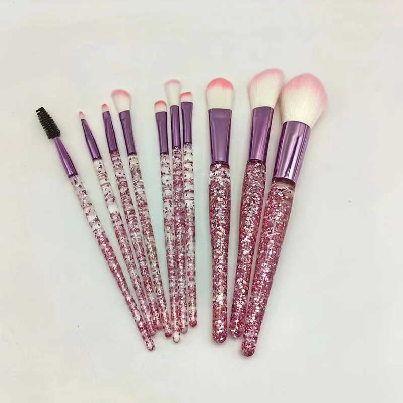 10 pinceles de maquillaje traje conjunto completo cristal transparente arenas movedizas cebolla en polvo herramientas de belleza cepillo suelto cepillo de sombra de ojos al por mayor