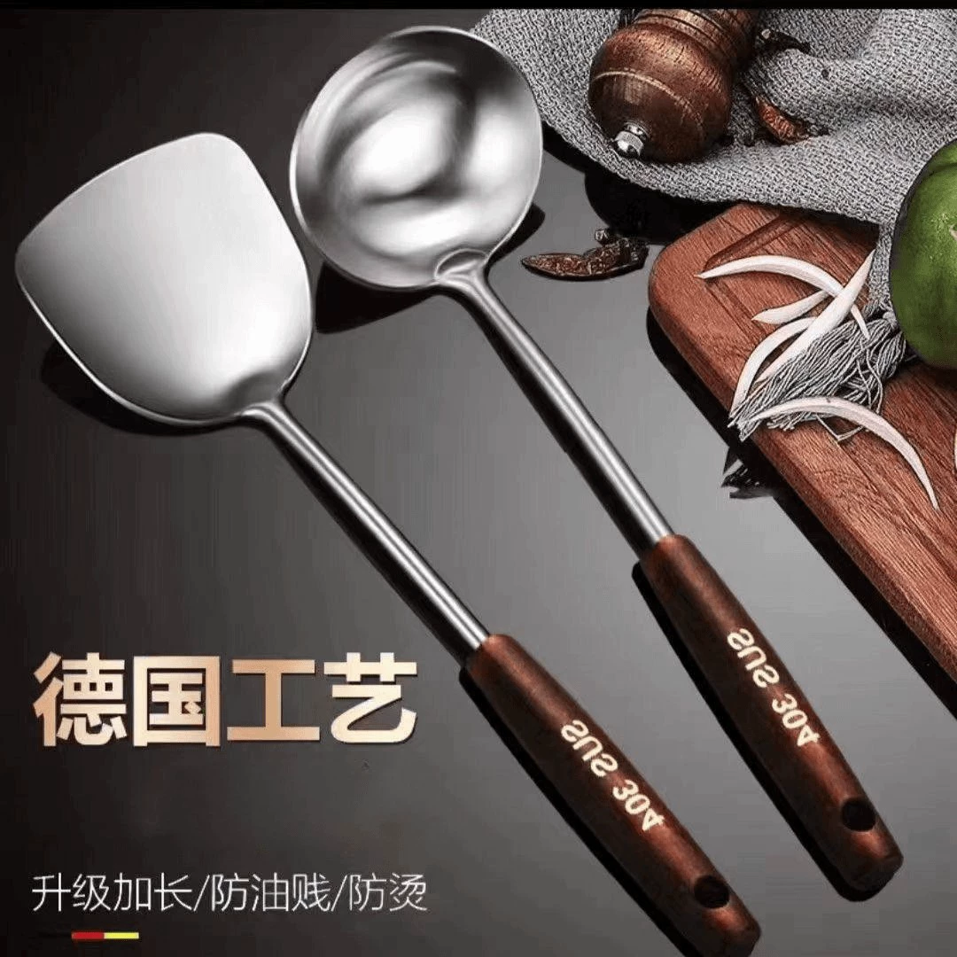 Кухонная лопатка из нержавеющей стали с антикварной деревянной ручкой, лопаточка, ложка для супа, бытовая кухонная лопатка для приготовления пищи, специальная кухонная утварь шеф-повара