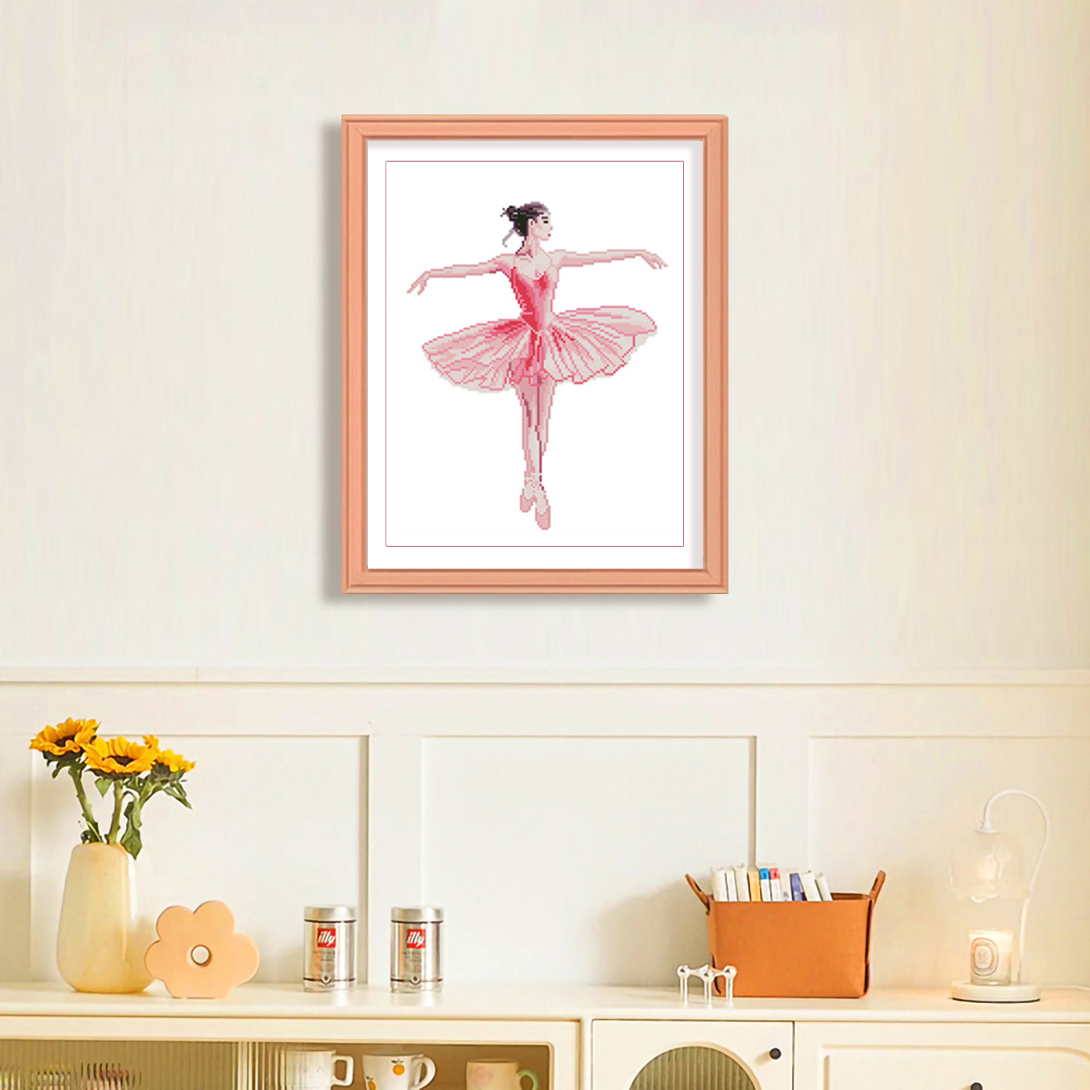 Nuevo cross-border rosa chicas ballet simple punto cruzado piezas pequeñas decoración de la sala de estar image 1